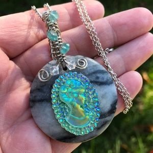 Cameo sterling silver pendant necklace